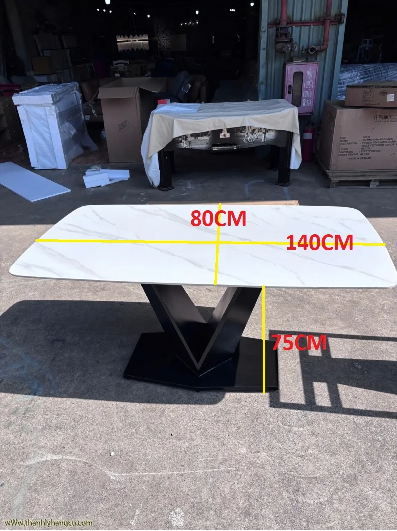BÀN ĂN MẶT ĐÁ PHIẾN VÂN MÂY – CHÂN SẮT NGHỆ THUẬT (DÀI 1.4M) - Nội thất thanh lý giá 3.400.000&nbsp;₫ danh mục Bàn