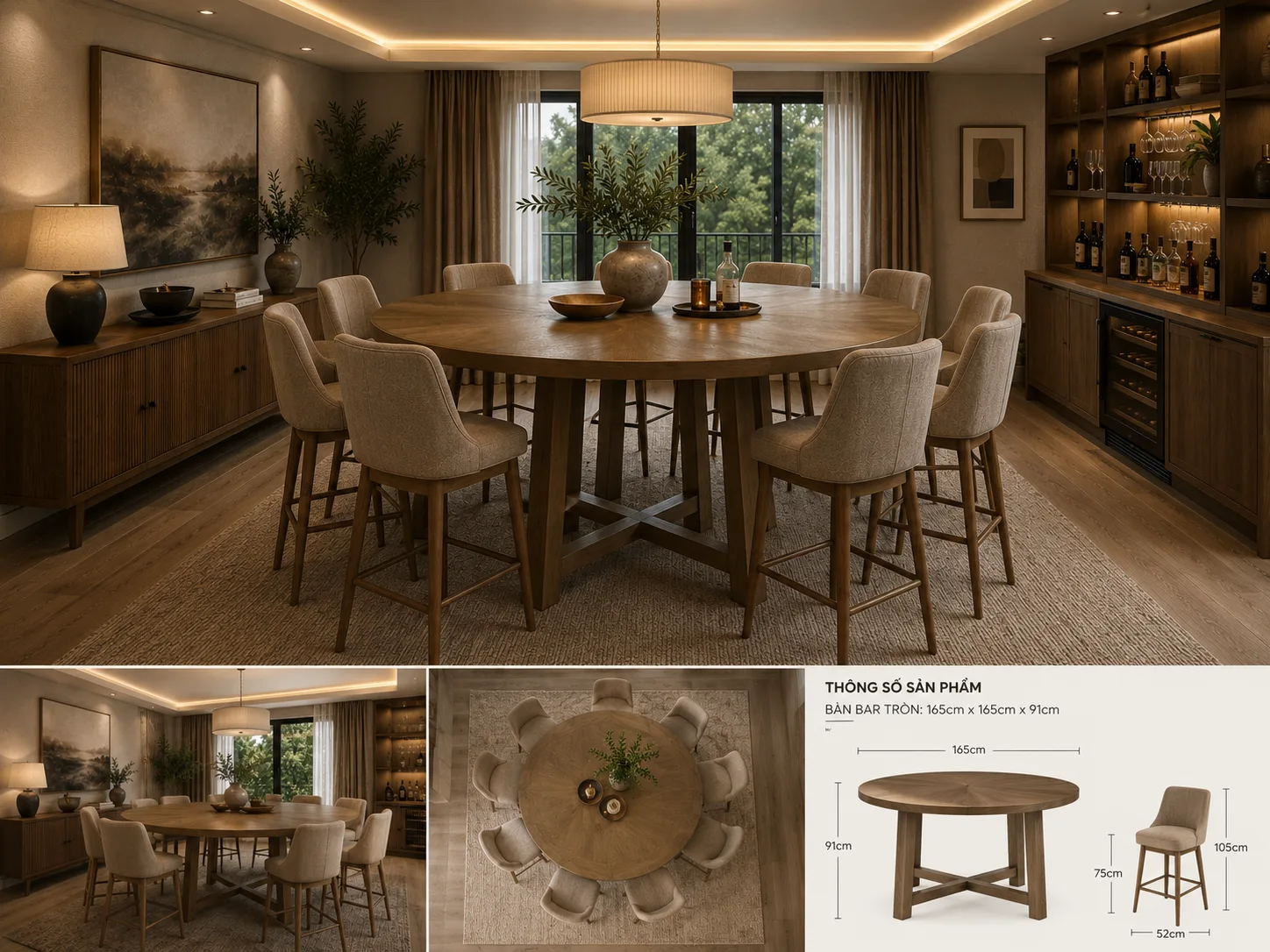 BÀN BAR TRÒN SIZE LỚN - Nội thất thanh lý giá 2.200.000&nbsp;₫ danh mục Bàn