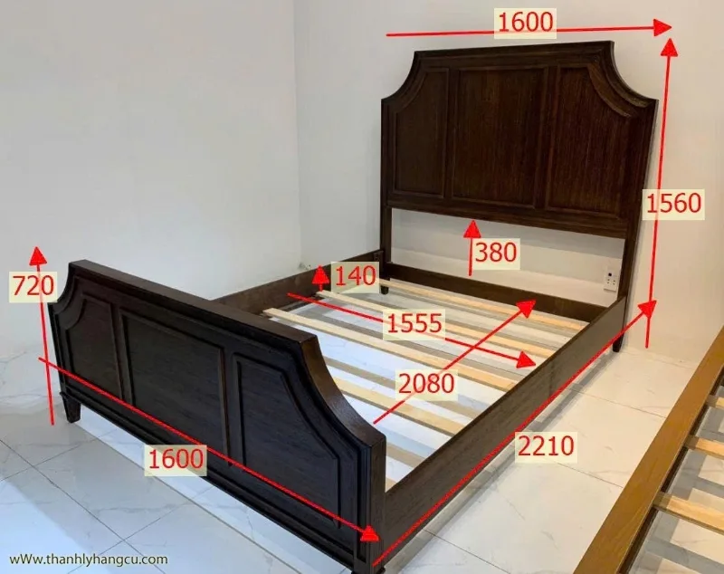 Giường gỗ tự nhiên 160cm x 200cm - Nội thất thanh lý giá 3.200.000&nbsp;₫ danh mục Giường